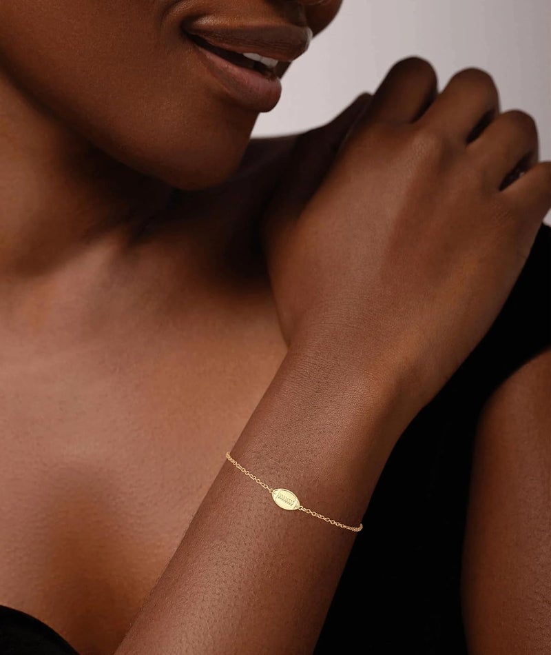 Ascona Dainty Gold Softball/Football/Basketball/Volleyball/Soccer Bracelets for Women Trendy,14K Gold Plated Charm Bracelet With Heart Cute Sport Accessories Jewelry for Friend Team Adjustable Birthday Valentine's Day Gift - Image 3